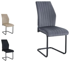 Krzesło IVO nowoczesne tkanina Welur płoza metalowa czarna