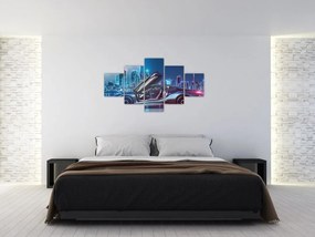 Obraz samochodu wyścigowego w nocy (125x70 cm)