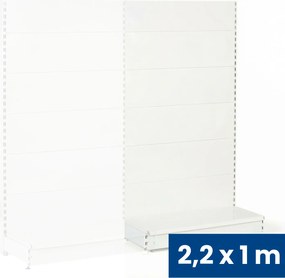 Regał sklepowy jednostronny, pełne ścianki, 2200 x 1000 x 450 mm, dodatkowy, biały