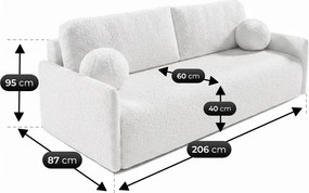 Sofa VENI Rozkładana Dwuosobowa Kremowa Boucle Japandi