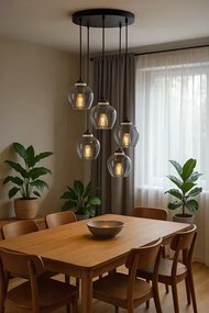 Lampa wisząca ze szklanymi kloszami szara C8-C06