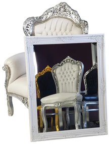 Lustro, drewniana, biała rama, ornamenty.