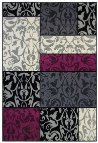 Dywan nowoczesny Luna Elements  Patchwork Czarno-Fioletowy  140 cm x 200 cm