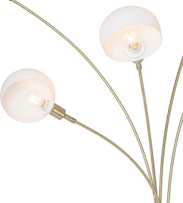 Designerska lampa podłogowa mosiężna z opalowym szkłem 5-światłowa - Sixties Marmo