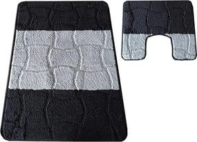 Elegancki czarny zestaw chodników do łazienki N7-P68