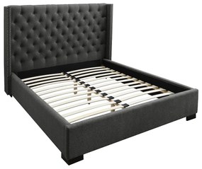 Łóżko MASSIMO z pikowanym wezgłowiem - 160 × 200 cm - Szara tkanina