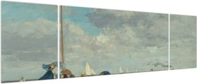 Obraz - Eugène Boudin, Beach  at Trouville, reprodukcje (170x50 cm)