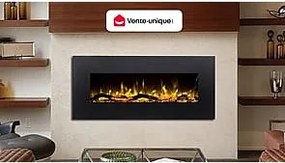 Kominek elektryczny LALITA - Szer. 110 x Gł. 14 x Wys. 49 cm - Czarny