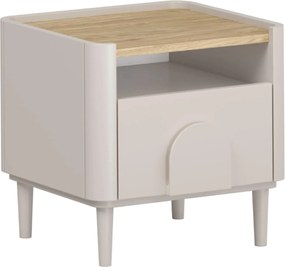 Szafka nocna Amilio z szufladą 50 cm na nóżkach - kaszmir / dąb olejowany / uchwyty kaszmir