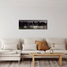 Obraz - Deszczowy wieczór (z zegarem) (90x30 cm)