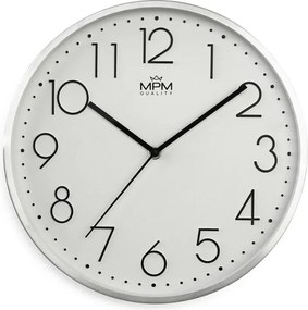 Metalowy zegar biały MPM Metallic Elegance ∅ 300 × 40 mm