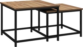 HOMCOM Zestaw 2 stolików kawowych w stylu industrialnym z naturalnym drewnem 60x60x45cm Stylowy i funkcjonalny | Aosom PL