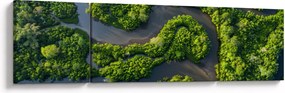 Obraz - Krajobraz leśny z rzeką (170x50 cm)