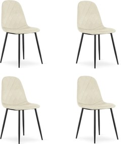 Beżowe welurowe krzesło ASTI z czarnymi nogami