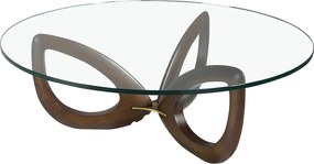 Okrągły stolik kawowy z hartowanego szkła i orzecha włoskiego 2053 ANGEL CERDA