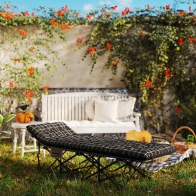 Outsunny Składane łóżko campingowe, z materacem, ergonomiczne, metalowy stelaż, Czarne