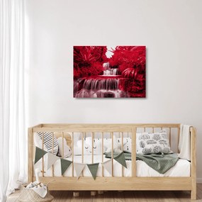 Obraz na szkle - Indonezyjskie wodospady w kolorze czerwonym (70x50 cm)