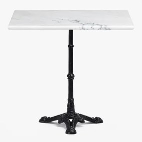 Stolik Barowy Z Marmuru Roma Biały Marmur & Cuadrado & Czarny - Sklum