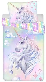 Bawełniana pościel dziecięca jednoosobowa 140x200 cm Unicorn "Pastel Rainbow" – Jerry Fabrics