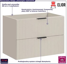 Beżowa szafka umywalkowa z szufladami 80 cm - Edar 3X