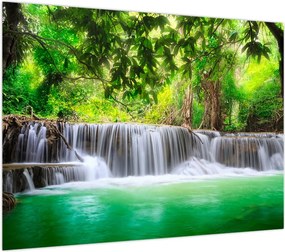 Obraz na szkle wodospadu w Kanchanaburi, Tajlandia (70x50 cm)