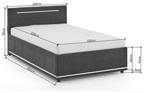 Ciemnoszare tapicerowane łóżko dziecięce ze schowkiem i stelażem 120x200 cm Circle – Meise Möbel
