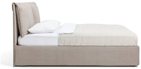 Łóżko tapicerowane dwuosobowe taupe z miejscem do przechowywania z materacem/kratką 180x200 cm Thessa Pillow - Bonami Selection