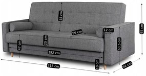 Sofa z Funkcją Spania MALTA Wersalka Rozkładana Dwuosobowa Szara Nowoczesna do Salonu