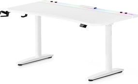 Biurko gamingowe RGB z regulacją wysokości Diablo X-Forge, 160x70 cm, białe