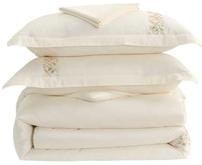Kremowa pościel jednoosobowa z satyny bawełnianej z prześcieradłem/6-częściowa 140x200 cm Maison Bloom – Mila Home Luxury