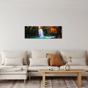 Obraz - Szmaragdowa Laguna (z zegarem) (90x30 cm)