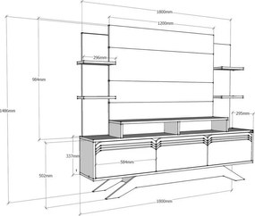 Ściana telewizyjna Delpi Walnut and White