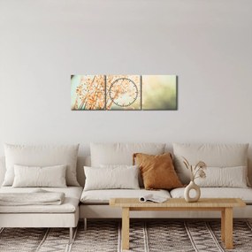 Obraz - Rośliny po deszczu (z zegarem) (90x30 cm)