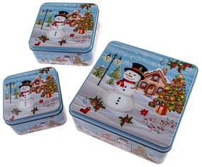 Metalowe pojemniki na pierniki 3 szt. Snowman – Dakls