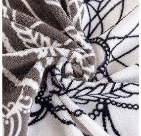 PrzytulneMieszkanie.pl PrzytulneMieszkanie.pl PrzytulneMieszkanie.pl Zestaw pościeli z mikropluszu TIRSO szaro-białe + prześcieradło z mikropluszu SOFT 90x200 cm białe, pojedyncze łóżko