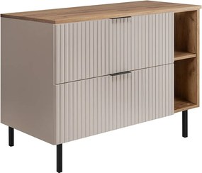 Szafka pod umywalkę, Kaszmir / Dąb Craft + czarny uchwyt, 100 x 77 x 46 cm, nogi czarne, bez blatu