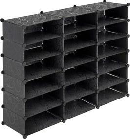 Czarny regał na buty - system wtyczek