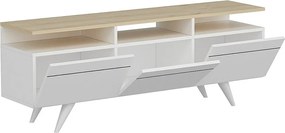 Stojak pod TV – 150 cm x 52 cm x 35 cm – Dąb i biel – 100% płyta wiórowa pokryta melaminą