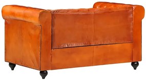 Skórzana 2-osobowa jasnobrązowa sofa w stylu Chesterfield - Clementine 2Q