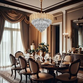 Lampa Wisząca z Kryształami G050-CP 50CM GOLD