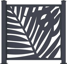 Ogrodzenie aluminiowe do postawienia z motywem tropikalnym wyciętym laserowo – zestaw startowy – wys. 114 x szer. 118 cm – antracyt – TOGIRO