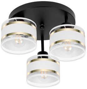 Lampa sufitowa czarna trzypunktowa z białymi abażurami T-3030SC-WEWEWE