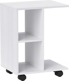 HOMCOM Stolik pomocniczy w kształcie C, kawowy, do kanapy, biurko narożne, na kółkach, płyta wiórowa E1, 45 x 35 x 58 cm, Biały