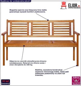 Brązowa drewniana ławka ogrodowa H8-D91