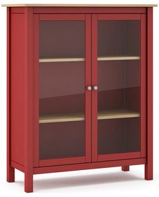Czerwono-naturalna witryna z drewna sosnowego 90x110 cm Misti – Marckeric