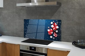 Szklany Panel Śnieżna Kompozycja z Prezentami