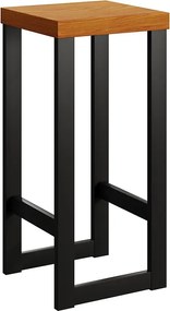 Czarny drewniany taboret loft T3-T60