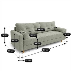 Sofa z Funkcją Spania LONAR Szara Boucle Nowoczesna