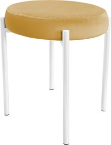 Taboret DIOR stelaż metalowy tkanina Welur : Kolor Stelaża - Biały, Kolor tkaniny - VELVET - MG15, Typ tkaniny - Velvet