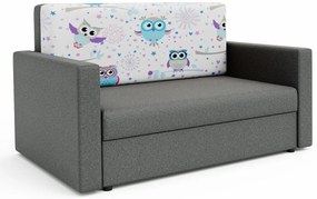 Kanapa dziecięca / młodzieżowa szara + sowy M3-N51